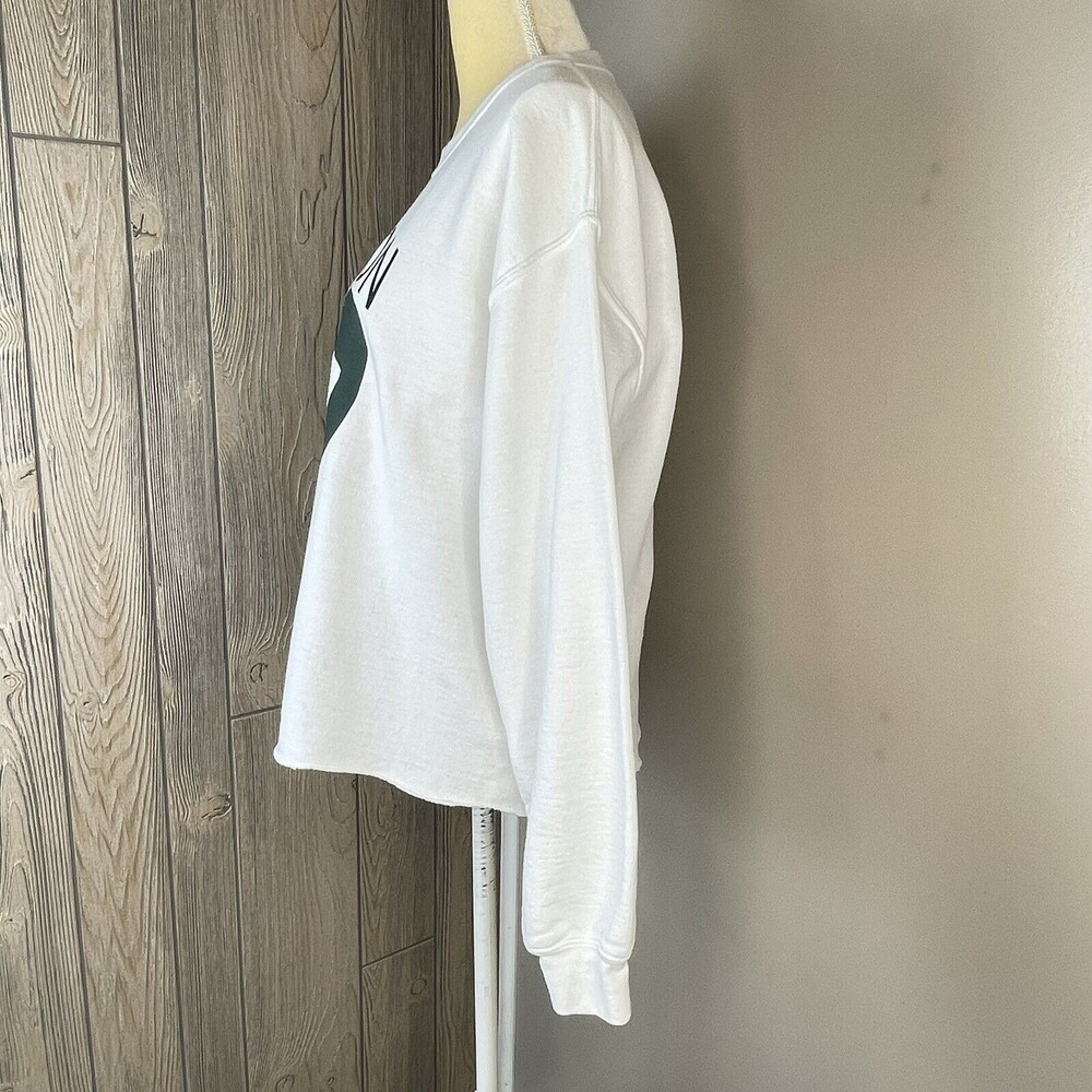 Women Cropped Sweater Crew Neck Size M white off ivory - Picture 7 of 13